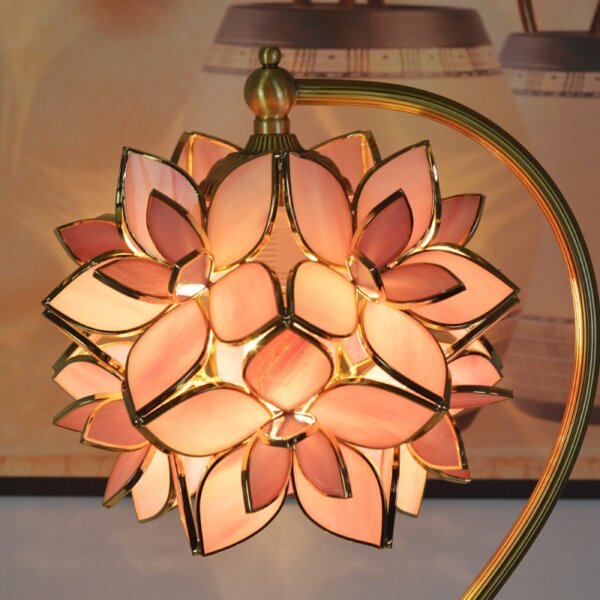 Pink Flower Cherry Blossom Glass Petal LED Table Light - Image 4