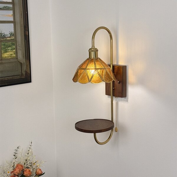 Vintage Nordic Amber Small Flower LED Glass Wall Lamp - Image 3