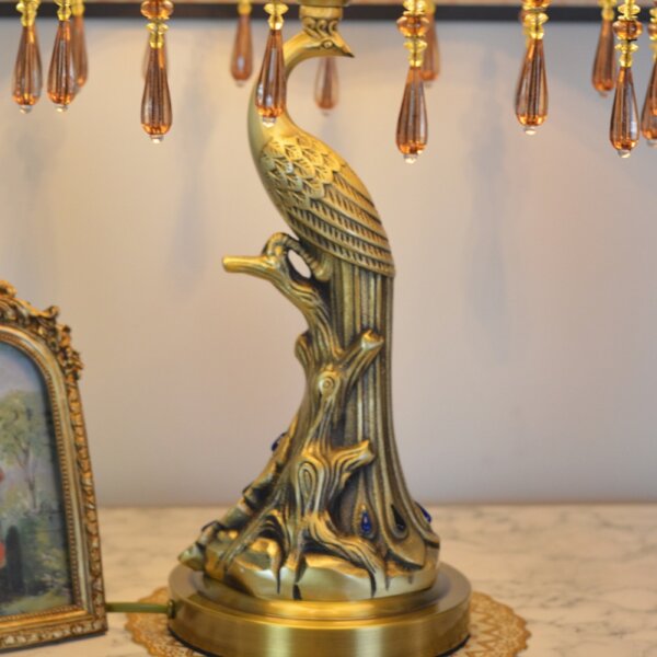 Luxury Romantic Copper Fabric Wedding Table Lamp - Image 4