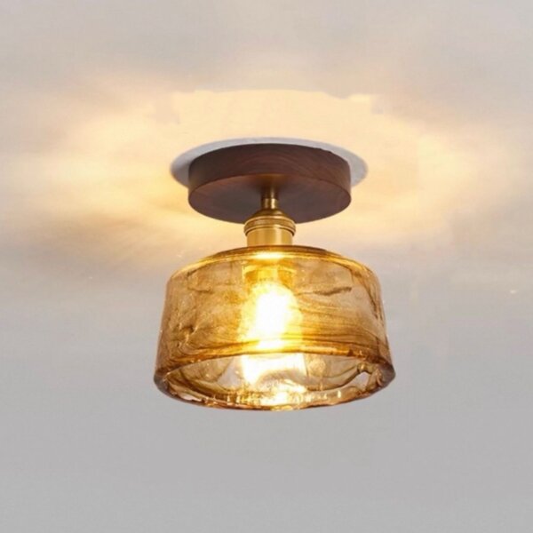 Retro Lotus Leaf Aluminum Glass Small Ceiling Light - Image 5