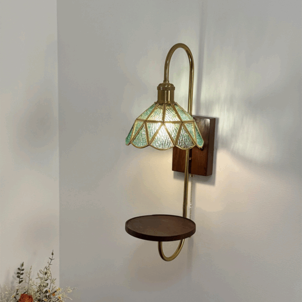 Vintage Nordic Amber Small Flower LED Glass Wall Lamp - Image 4