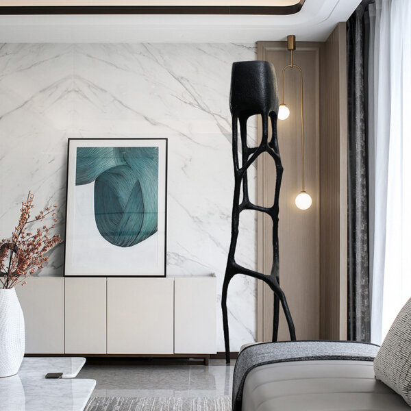 Art Tree Crotch Black Standing Floor Light - Image 5