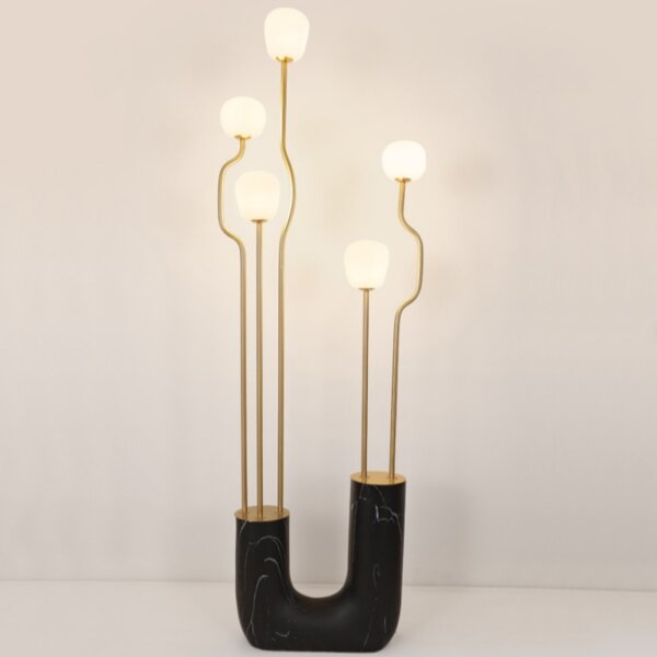 U-Shaped Glass Metal Black White Floor Light - Image 5