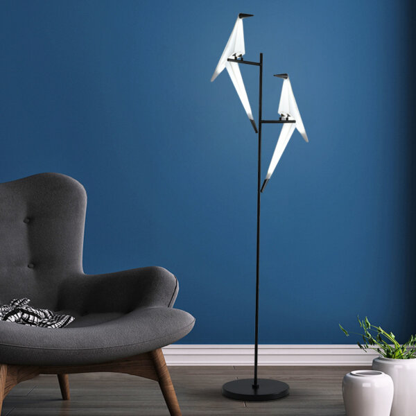 H165cm Black Copper Bird Acrylic Floor Lamp - Image 5
