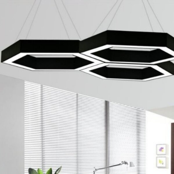 Black White Hexagon Pendant Light - Image 6
