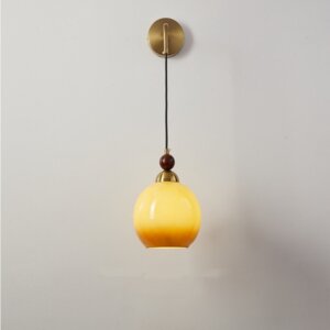 Golden LED Bedside Iron Glass Wall Lamp