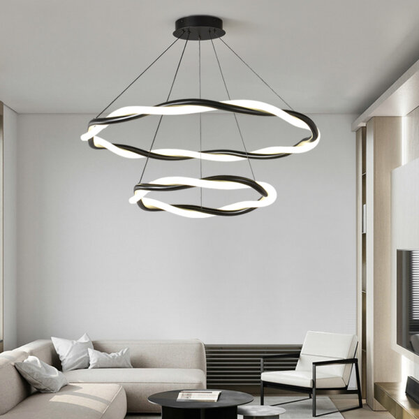 Ring Black White Silicone Pendant Lamp - 图片 5