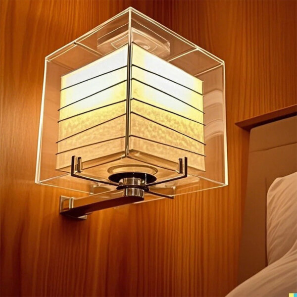 Rice Paper Hardware Glass Wall Lamp - 图片 5