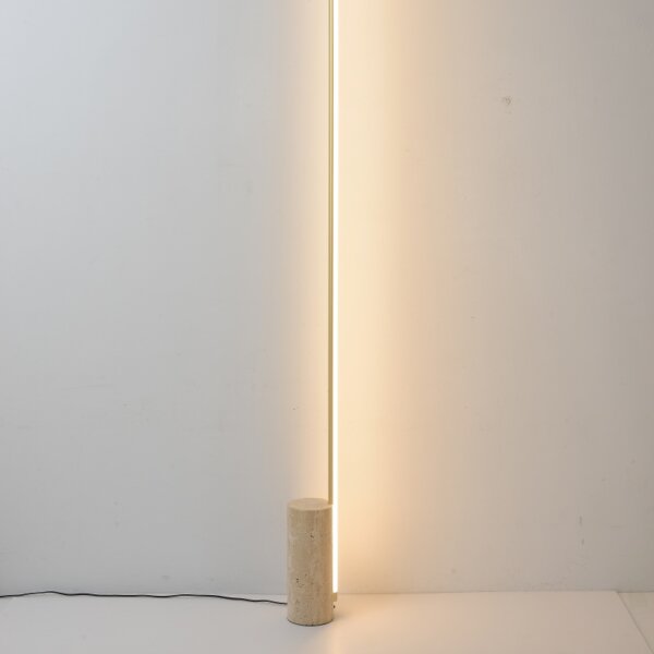 H207CM Aluminum Yellow Travertine LED Floor Lamp - 图片 5