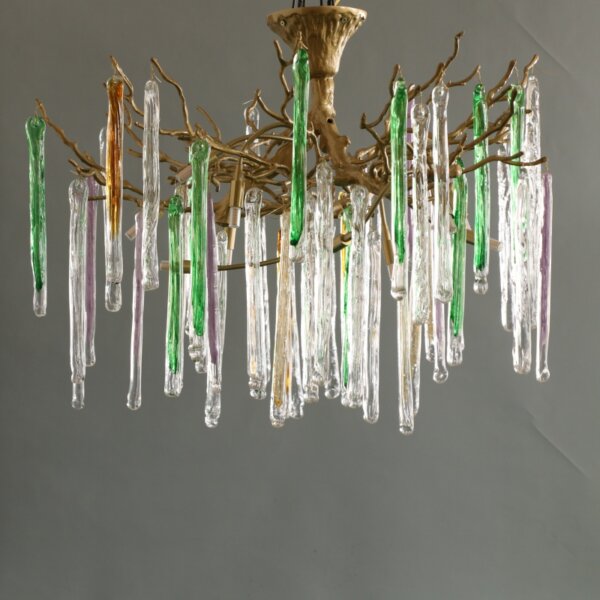 Branch Copper Glass Colorful Chandelier - 图片 5