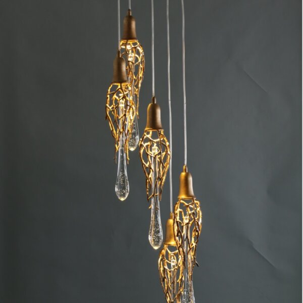 H88CM Brass Chandelier Copper Crystal - 图片 5
