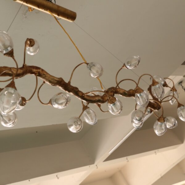 H45cm Copper Chandelier Brass Glass - 图片 5
