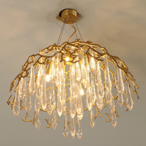 D60CM Glass Chandelier Copper Brass - 图片 5