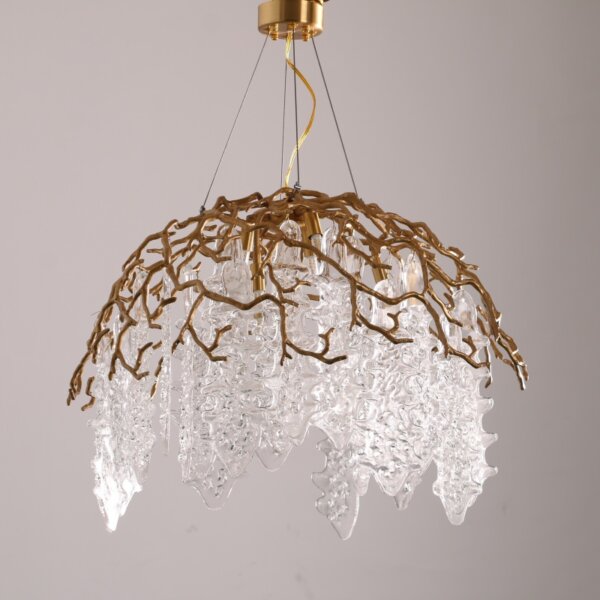 H50CM Branch Brass Chandelier Copper Glass - 图片 5