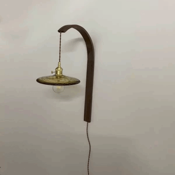 Retro Style Brass LED Walnut Wood Glass Wall Lamp - Image 5
