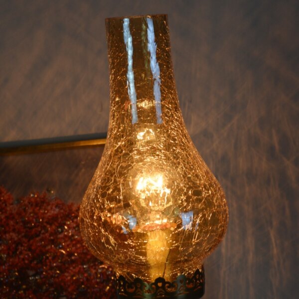 Retro Metal Electric Glass Flame Table Lamp - Image 5