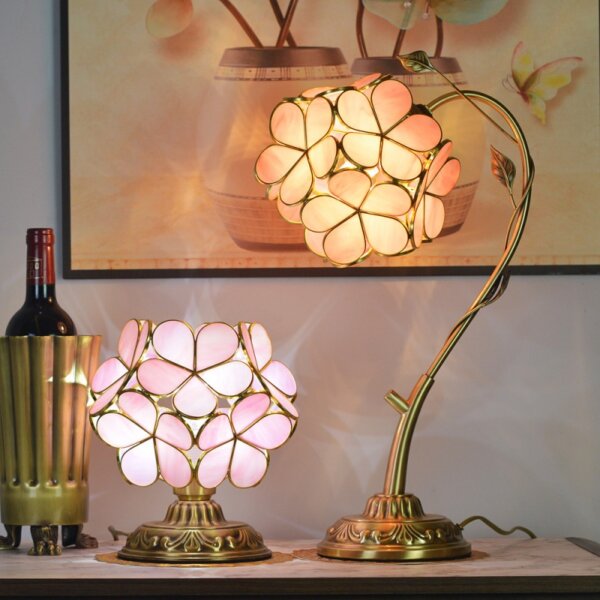 Pink Flower Cherry Blossom Glass Petal LED Table Light - Image 5