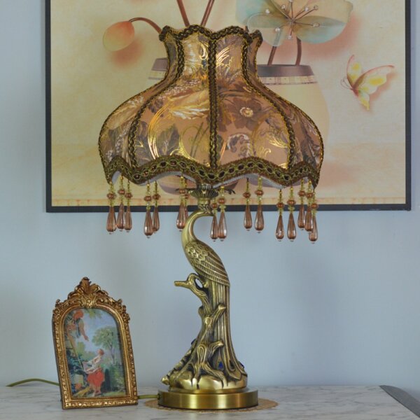 Luxury Romantic Copper Fabric Wedding Table Lamp - Image 5