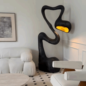 Heart Resin E27 Black Floor Lamp