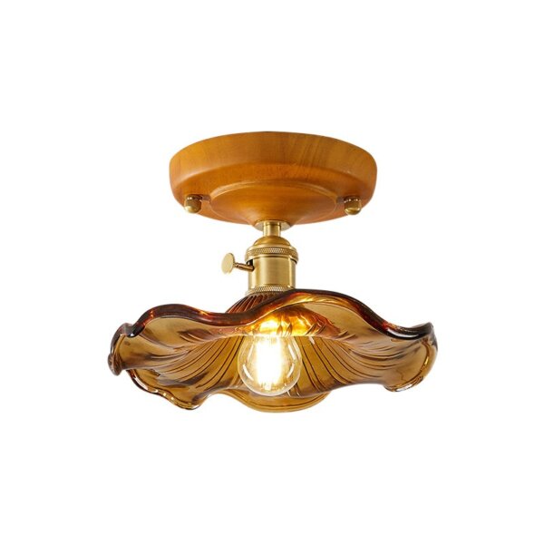 Retro Lotus Leaf Aluminum Glass Small Ceiling Light - Image 6