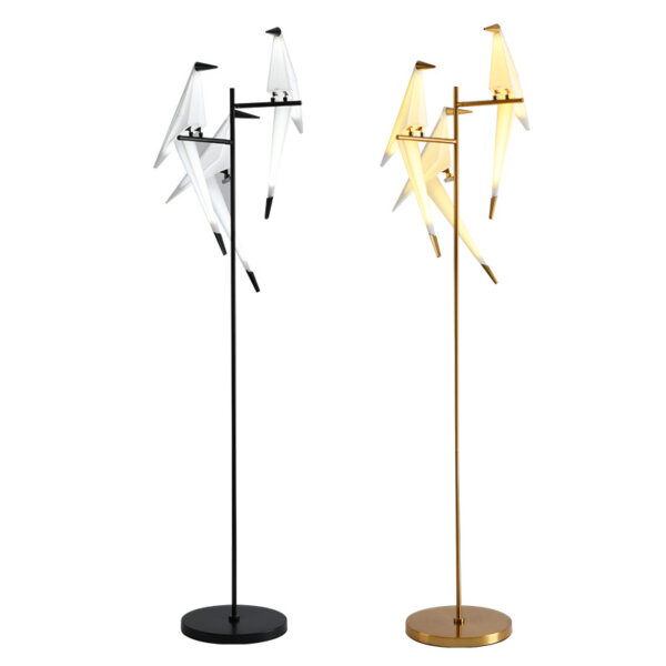 H165cm Black Copper Bird Acrylic Floor Lamp - Image 6