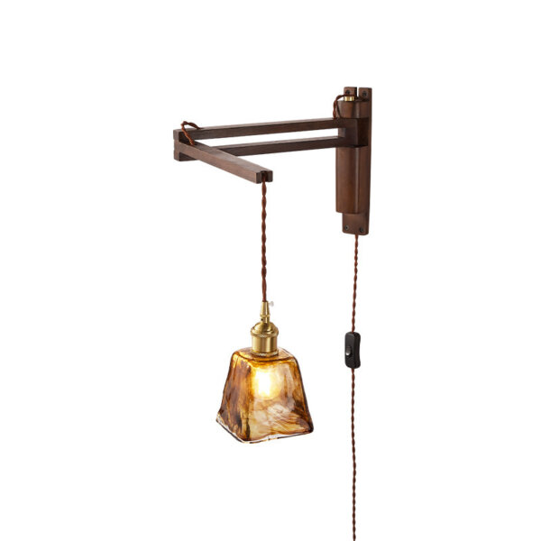 Retro Telescopic Folding Iron Wood Glass Wall Lamp - Image 6