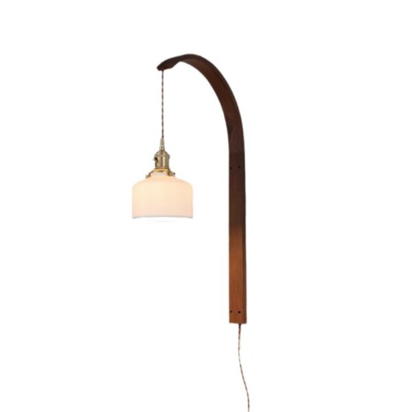 Retro Style Brass LED Walnut Wood Glass Wall Lamp - Image 6