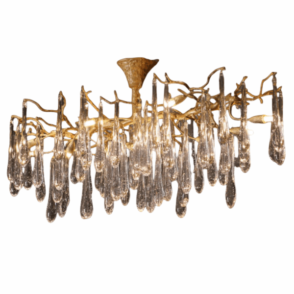 Art Copper Glass Water Drop Chandelier - 图片 6