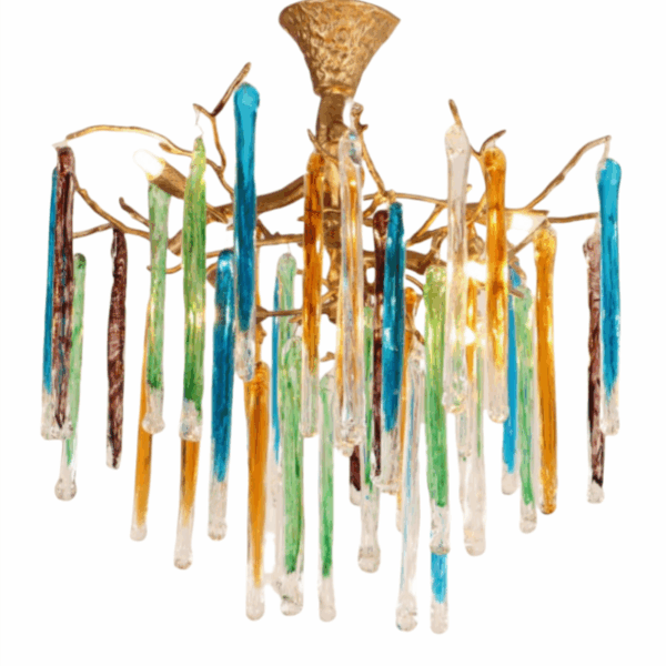 Branch Copper Glass Colorful Chandelier - 图片 6