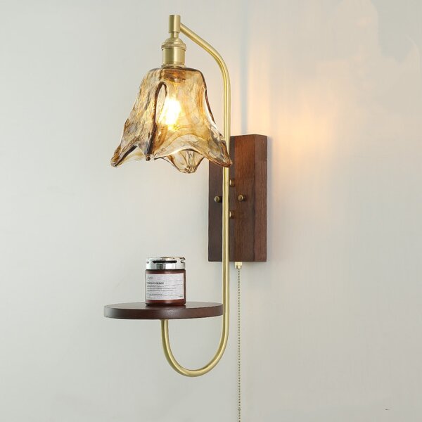 E27 LED Copper Wood Glass Wall Lamp - Image 7