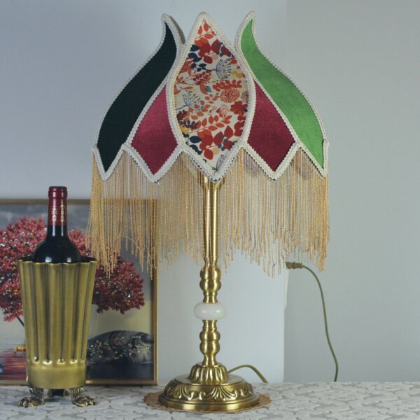 Victorian Copper Fabric Tassel LED Table Lamp - Image 6