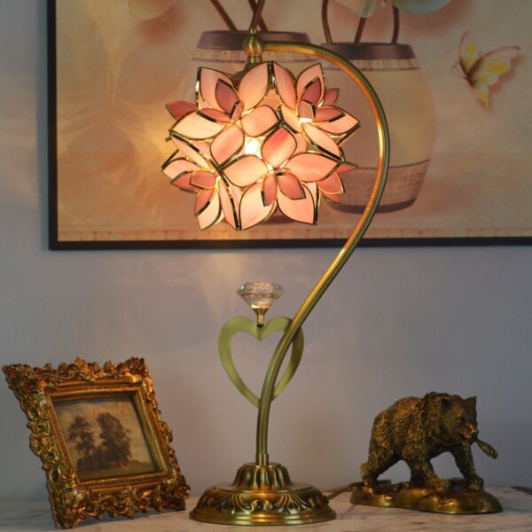 Pink Flower Cherry Blossom Glass Petal LED Table Light - Image 6