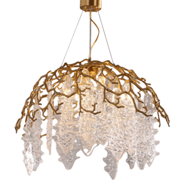 H50CM Branch Brass Chandelier Copper Glass - 图片 6