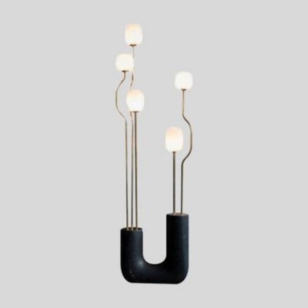 U-Shaped Glass Metal Black White Floor Light - Image 8