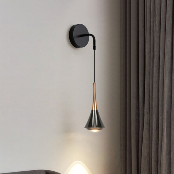 H23cm Black Cone Lens Wall Lamp - 图片 2