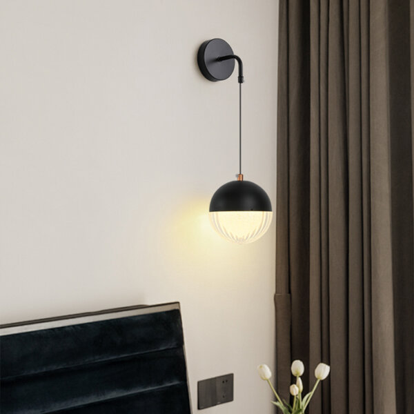 D12cm Black Iron Acrylic Wall Light - 图片 4