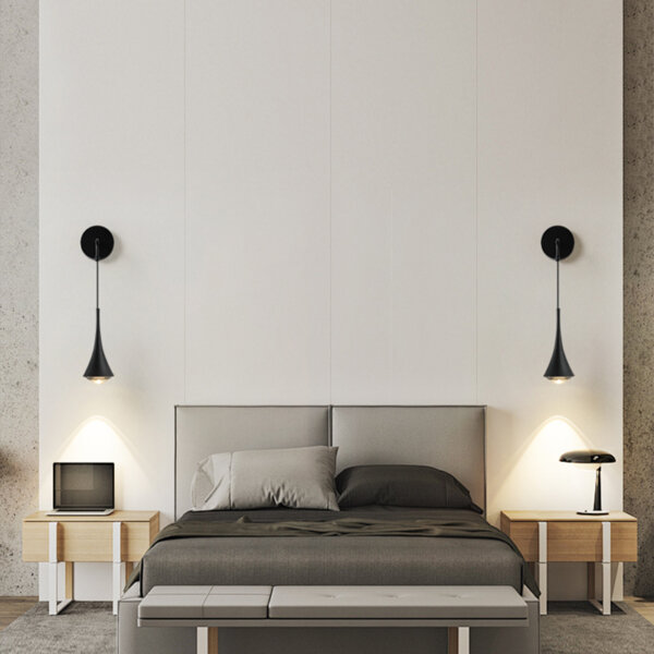 H23cm Black Cone Lens Wall Lamp - 图片 5