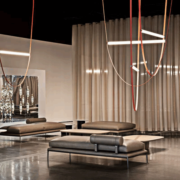 Brown Leather Belt Iron Pendant Light - 图片 2