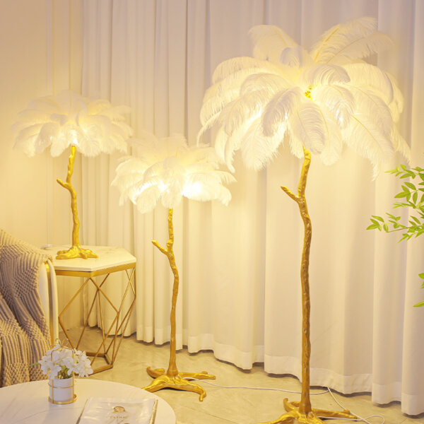 LED Resin Pink Purple Feather Floor Light - 图片 2