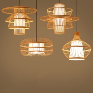 E27/E26 Bamboo Woven Lantern Pendant Light
