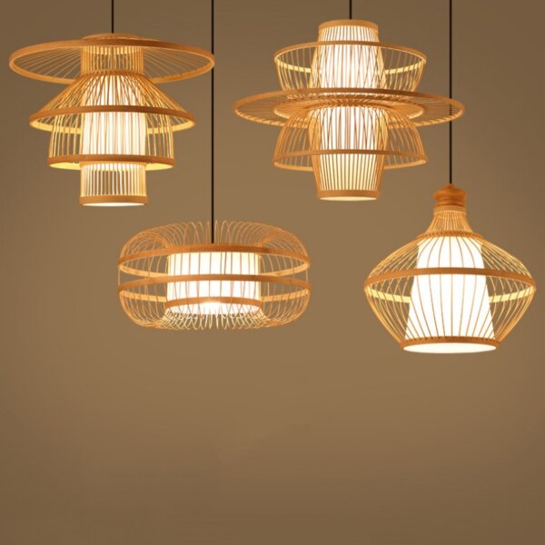 E27/E26 Bamboo Woven Lantern Pendant Light