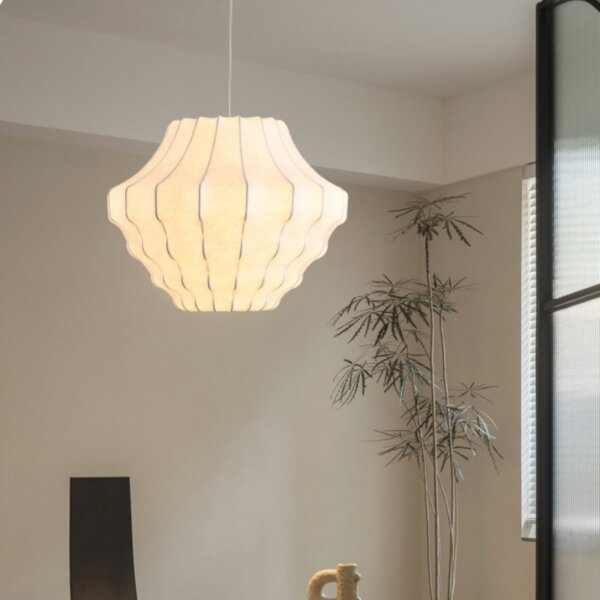 E27/E26 White Silk Iron Pendant Light - 图片 2