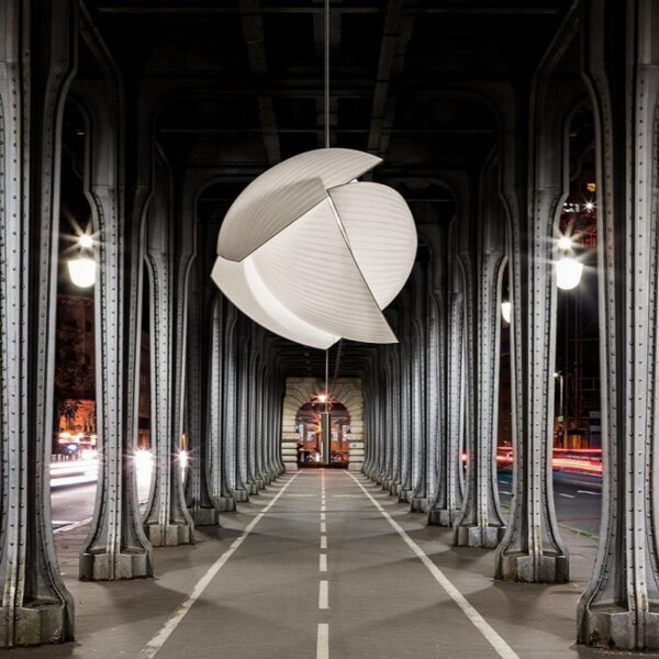 D60CM Fan-Shaped Silk Pendant Light - 图片 2