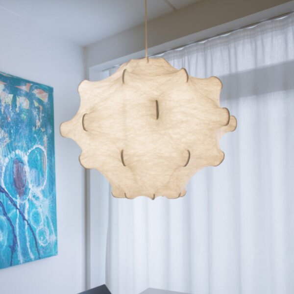 E27/E26 White Wave Silk Pendant Light - 图片 2