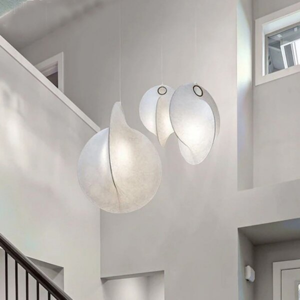 H74CM White Artificial Silk Pendant Lamp - 图片 2