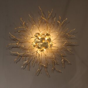 Gold Leaf Flower Branch LED Chandelier