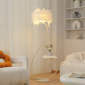 H160CM S-Shaped Colorful Feather LED Floor Light