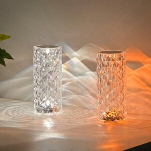 H21CM Transparent Rose Crystal LED Table Light