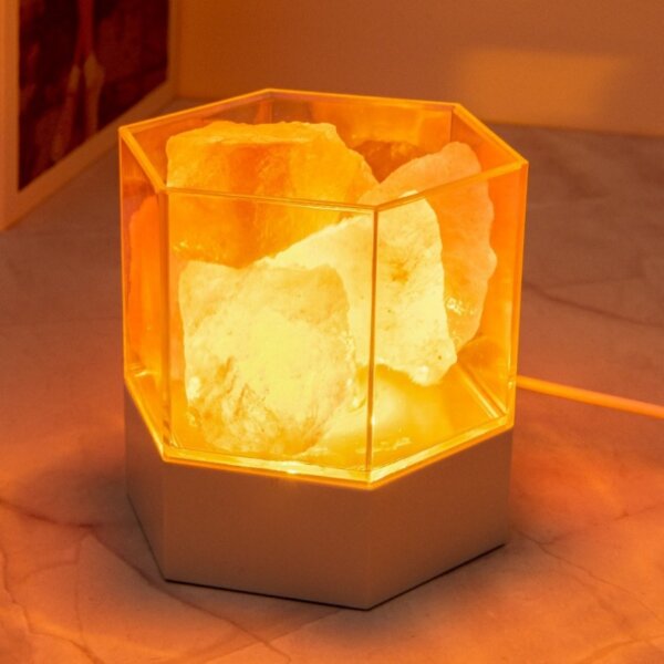 H10cm USB Pink Salt Stone Table Light - 图片 2