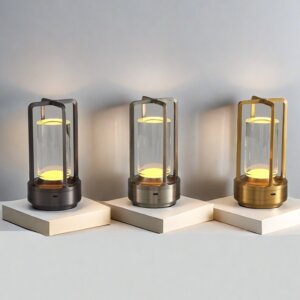 Golden Silver Black Lantern LED Table Lamp